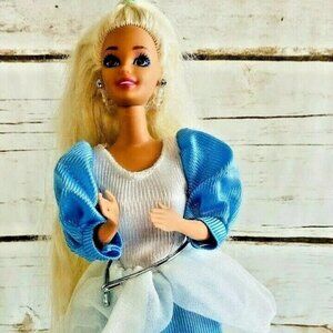 MATTEL BARBIE Doll Blond Hair Blue Eyes Blue Outfit 12" Tall Used